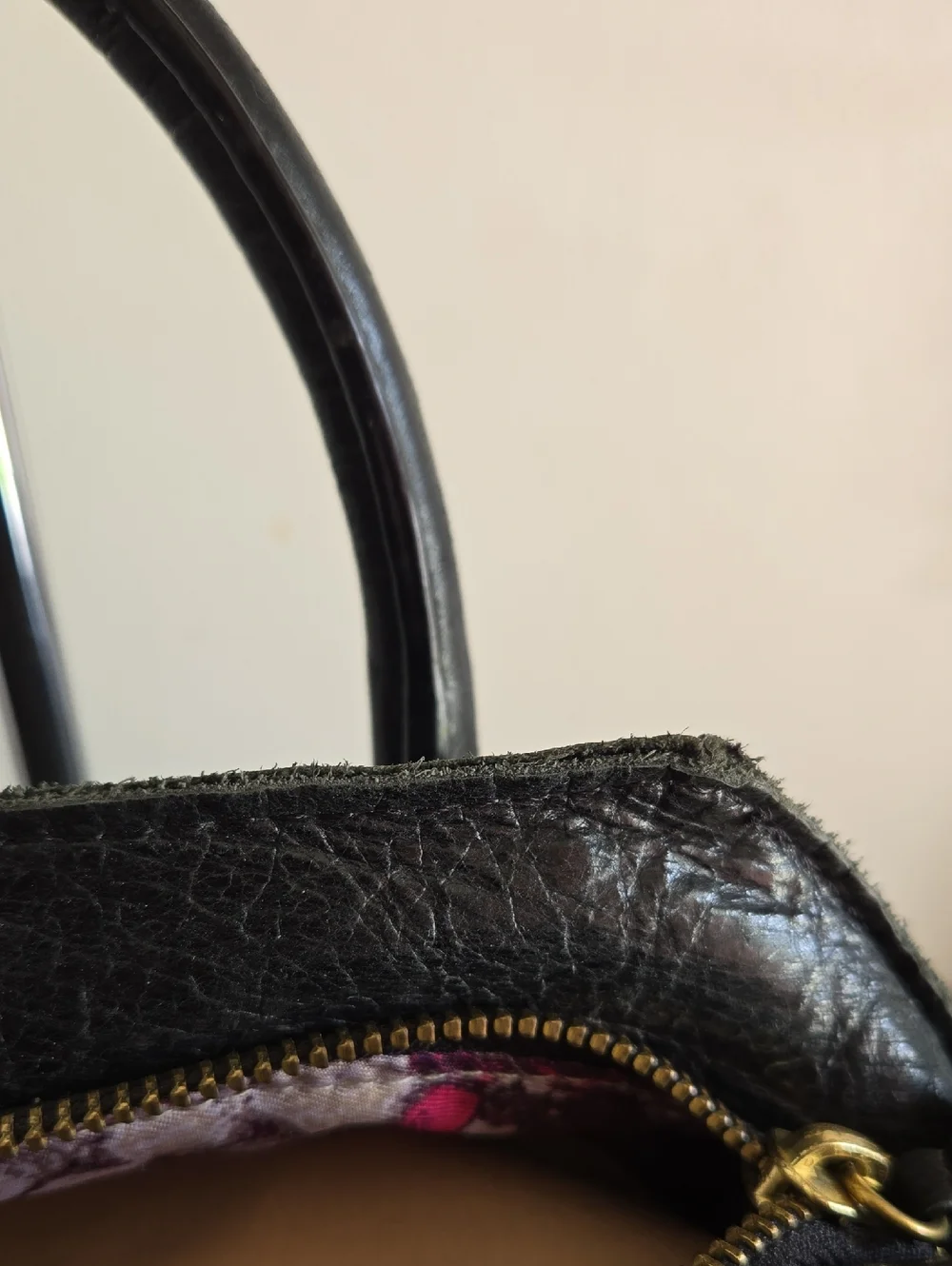 Elliott Lucca Black Leather Satchel with Gold Hardware